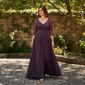JJs House Deep Purple Plum Maxi Dress Mother of the Bride dress 14